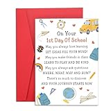 Cadeau de premier jour d'école pour filles, garçons, enfants, carte de premier jour de maternelle, fournitures scolaires de 1ère année, fournitures scolaires, carte cadeau pour fille, fils, de la part de maman, papa, 1er jour d'école