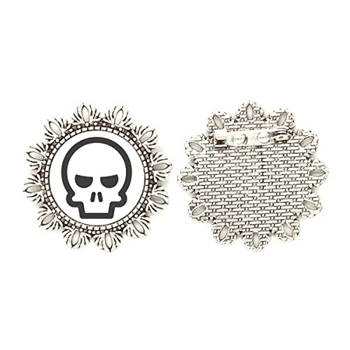 Broche de esqueleto con diseño de flor plateada accesorio gótico mediano unisex