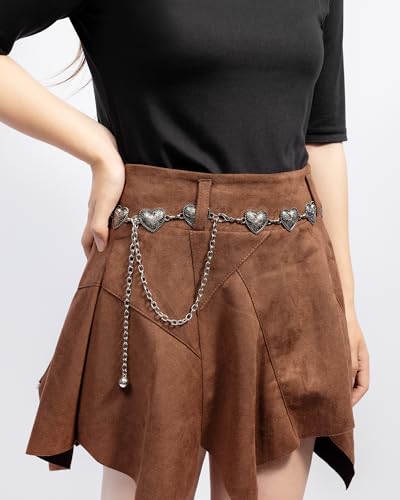 Metal Concho Belts for Women Vintage Western Silver Chain Belt for Cowgirl Country Dresses Jeans2