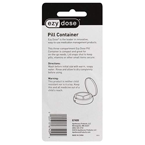 Image of EZY DOSE Fashion Daily Round, Portable On-The-Go Pocket Pharmacy, Pill Box, Organizer and Vitamin Containers, Snap Shut Lids, Perfect For Traveling, Color May Vary, BPA Free | Portable On-The-Go, Pill Box, Organizer and Vitamin Containers, Snap Shut Lids, Perfect For Traveling, BPA Free
