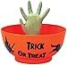 Animated Green Witch Hand Candy Bowl Orange Trick or Treat Dish Halloween Decoration with Sound - Party Prop for Office or Home Decor