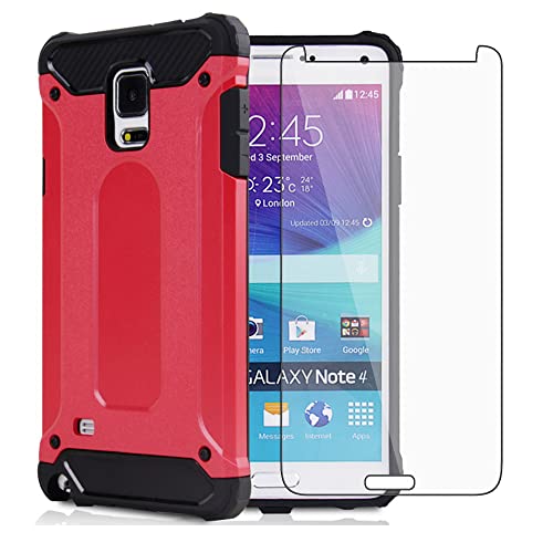 Asuwish Phone Case for Samsung Galaxy Note 3 with Tempered Glass Screen Protector Cover and Slim Rugged Hybrid Dual Layer Mobile Film Cell Accessories Protective Glaxay Note3 N9005 Women Men Red