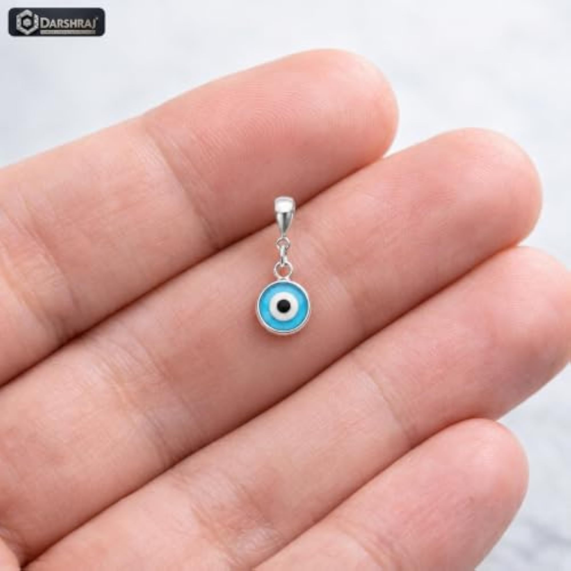 Sterling Silver Nazar Pendant, Protective Amulet Charm