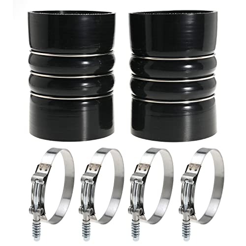 Image of Silicone Charge Air Cooler Hump Hose Boot Set 4 inch X 6 inch 4 inch with T Bolt Clamp Black