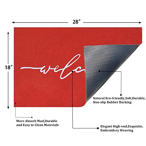 Aazzkang Red Door Mat With Durable Non Slip Rubber Backing Outside Inside Welcome Mats For Front Door Easy To Clean Entry Doormat For Patio,High Traffic Areas #TOP2