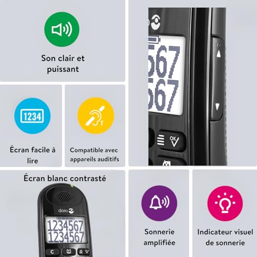 Téléphone sans fil DORO PhoneEasy 110 avec ID d'appelantappel en instance DECTGAP - vue 6