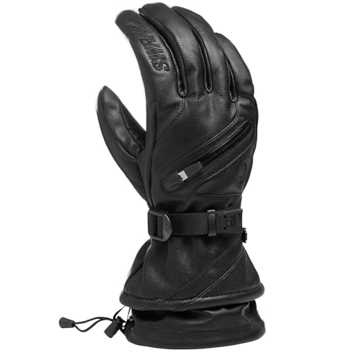 Swany Men's X-Cell 2.1 Sports Moisture-Wicking Quick-Drying Warm Durable Flexible Leather Winter Gloves, Black, XL（Amazon）
