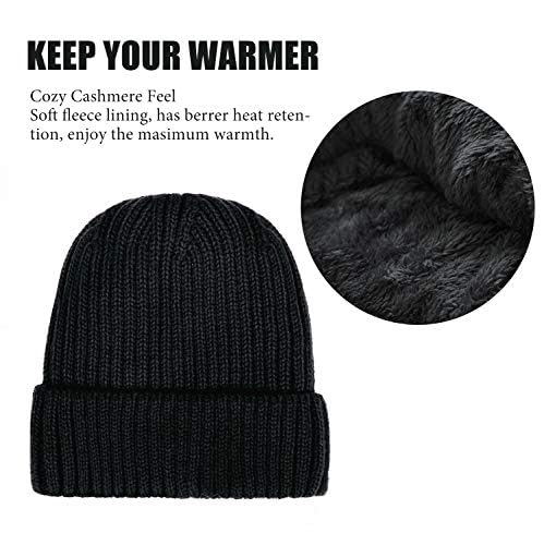 Foto von Chalier 2er Slouch Beanie Strickmütze Wintermütze Herren Damen, Warme Winter Mütze mit Fleece Innenfutter Unisex MEHRWEG(Schwarz+Grau)