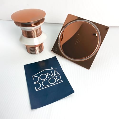 Dona D Cor, Ralo Click 10x10 Rose Gold Inox Valvula Ralo De Pia 1 1/4 Kit Banheiro Luxo Ralo Quadrado 10cm Valvula Click Para Escoamento Pia 40mm Lavatorio Lavabo
