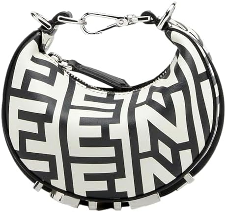 FENDI Fendigraphy Blanco Embroidered Hobo Charm Leather Nano Cros...