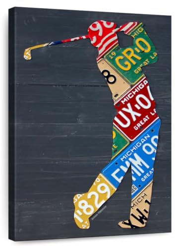 ElephantStock - Golfer License Plate Wall Art - Vertical Canvas