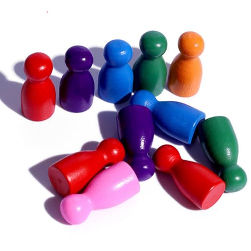 Tokaneit 80 Stück Holzkegel Figuren Bemalt mit 5 Würfel, 8 Farben, für Flugschach, Dame, Holzkegel, Möbel und Dekoration, Partys und Familien