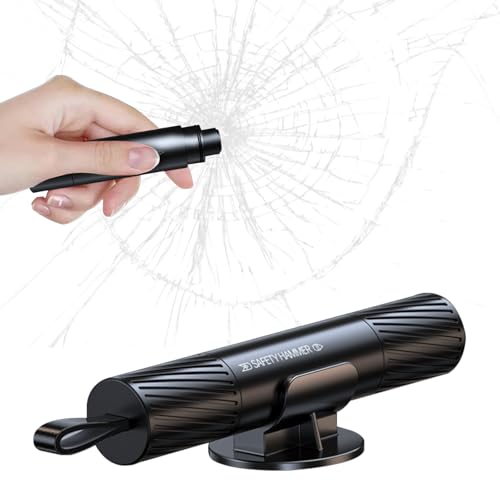 Yesimola1Piezas Martillos de Emergencia para Coche,2 en 1 Rompe Cristales Coche,Metal Multifuncional Martillo de Escape de Emergencia en el automóvil,Martillo de Emergencia portátil Compacto(Negro)