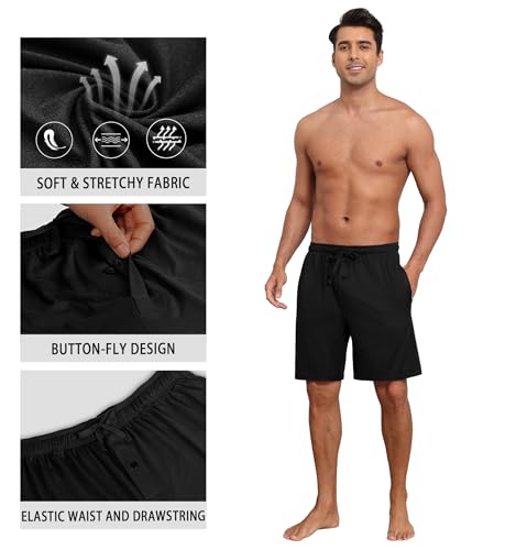 PrinStory Mens Pajama Shorts Soft Bottoms - Stretchy, Lightweight, Comfortable with Pockets2