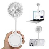 Blissfuhue Magnetic Phone Fan & Portable Handheld Ice Fan, 360° Clip on Fan Rechargeable with 3 Speeds & Ice Cooling, Flexible Gooseneck For Cruise, Travel, Desk, Gym,Face Makeup Cooling（White）