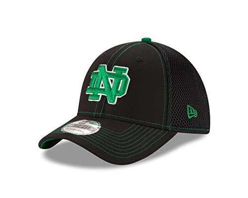 New Era NCAA Notre Dame Fighting Irish College Crux Line Neo 39THIRTY Stretch Fit Cap, Small/Medium, Black