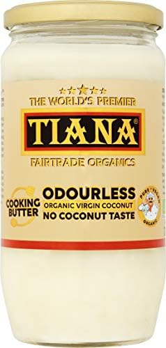 TIANA® Fairtrade Organics Pure Virgin Coconut Cooking Butter 750ml | Odourless Virgin Coconut Oil | No Coconut Taste | Premium Qquality and Purity | Use for All Cooking and Baking