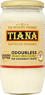 TIANA® Fairtrade Organics Pure Virgin Coconut Cooking Butter 750ml | Odourless Virgin Coconut Oil | No Coconut Taste | Premium Qquality and Purity | Use for All Cooking and Baking