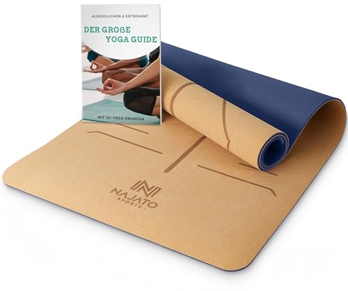 NAJATO Sports Yogamatte Kork – Rutschfeste Yoga Matte mit Tragegurt &...