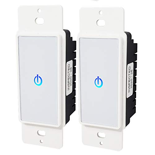 TEKLECTRIC Touch Light Switch for Wall Panel Touch Lighting Control, Backlit Glass Touch Switch, Touch Panel Light Switch (White - 2 Pack)