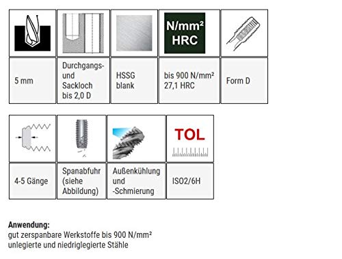 BAER HSSG - Maschio per filettatura M 6 x 1,0