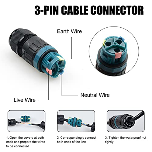 Kabelverbinder Wasserdicht IP68,2 Stück 3-Polig Erdkabel Verbinder Abzweigdose für Ø5-12 mm Kabeldurchmesser, Verbindsmuffen Kabelmuffe Verteilerdose Verbindungsbox für Außen Garten Outdoor