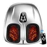 Musugy Foot Massager, Shiatsu Foot Massager Machine with Heat & Vibration & Compression for Plantar Fasciitis, Neuropathy - 5 Intensity, 4 Modes, 2 Heat, US Women’s 11, Gifts for Mother, Mom, Silver