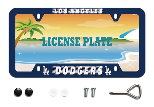 BOARLIDA Dodgers License Plate Frame Los Angeles Baseball Team Decorative Stainless Steel Car License Plate Cover for Men Women Fans 12 X 6 Inch