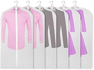 Clothes Covers Protector Bags Moth Proof with Zip Garment Covers, Transparent Garment Bags Breathable Suit Bag 6pcs 60 * 100cm