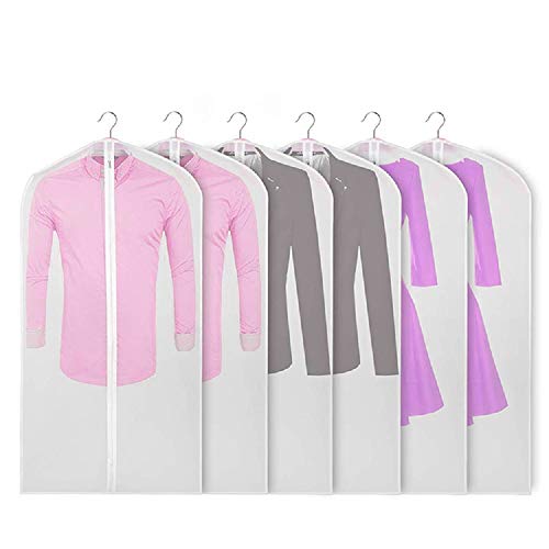 Moth Proof PEVA Zip Garment Bags Translucent Waterproof Clothes Dust Covers 6pcs 60 * 100cm Wardrobe Storage