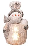 Wichtelstube-Kollektion XL Dekofigur Schneemann beleuchtet 32cm LED Weihnachtsdeko Figur
