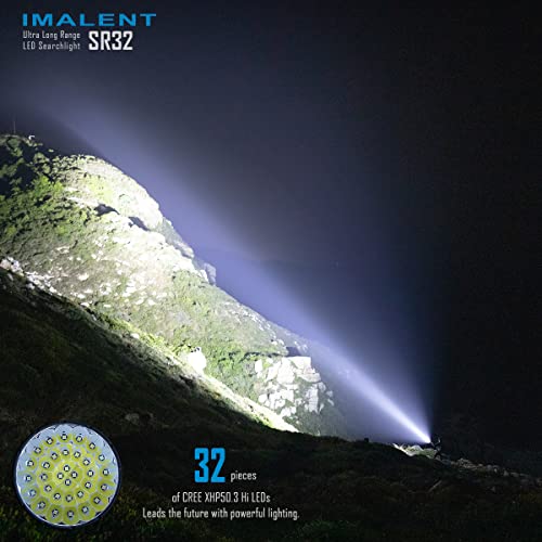 IMALENT SR32 Brightest Flashlight 120000 Lumens, 32 Extremely Bright XHP 50.3 hi LEDs up, PD 100W Fast Charging, OLED display, Super Bright Handheld Searchlight for Outdoor Camping Searching