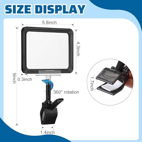 Qezodsx 10 Stück Clip-On-Schildhalter Drehbare Beschriftungsklammern Einzelhandels-Warenständer Schildhalter 15X11cm