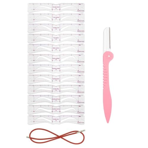 ���X�e���V�� - �ė��p�\�Ȕ��ь`��Z�b�g | Precision Stencil Kit with Fixing Strap & Eyebrow Trimmer, Symmetry Aid for Everyday Life & Beauty Salo