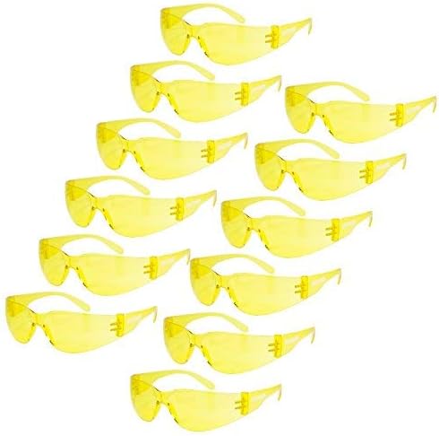 JORESTECH Eyewear Protective Safety Glasses, Polycarbonate Impact Resistant Lens Pack of 12 (Yellow)