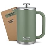 Campo Libre.® Giorgio. French Press, Coffee Press – 1000ml Stainless Steel Cafetiere, Double-Wall Insulated, Plastic-Free, Thermal Coffee Maker with Spare Filter – Dishwasher safe - Recycled Steel.