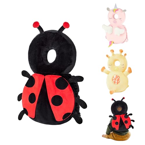 Baby Head Back Protector Backpack Toddler Safety Protector Cushion Pad Soft, Adjustable and Lightweight Design for Safe Walking and Crawling Toddlers Girls and Boys(Ladybug)