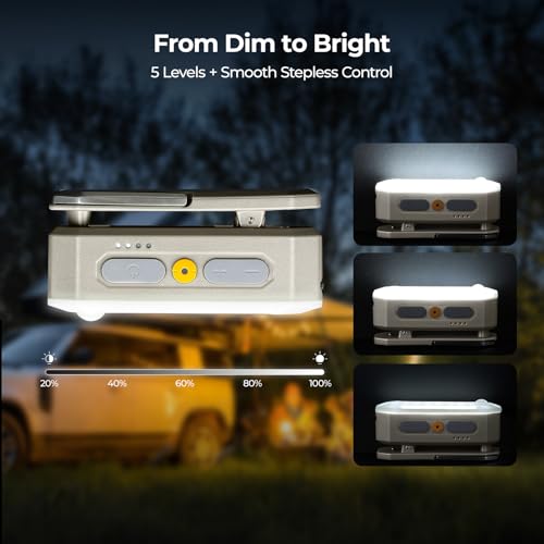 Image of BougeRV Movable Area Light, Rechargeable Camping Lantern, 3200mAh Portable Camping Light, IP65 Waterproof, Camp Lamp for Tent, Power Outages, Emergency, Outdoor(Khaki)