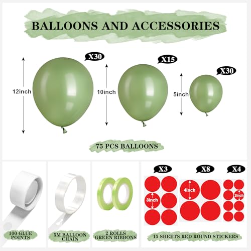 Image of Gejoy 75 Pcs Martini Theme Party Balloons Decorations 12 10 5 Inch Olive Green Balloons Garland for Women Martini Bar Singles Birthday Wedding Baby Shower Bridal Weenies and Tinies Party Supplies