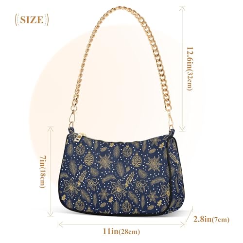 Petit sac à main bleu marine doré de Noël avec chaîne tendance - 3