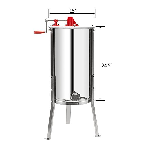 VINGLI 3 Frames Manual Honey Extractor Separator, Food Grade Stainless Steel Honeycomb Spinner Drum Crank By Hand With Adjustable Height Stands, Beekeeping Pro Extraction Apiary Centrifuge Equipment - Image 4