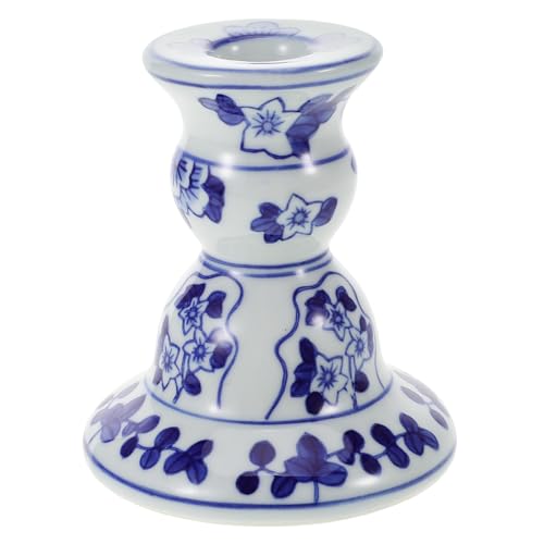 Cabilock Portavelas De Porcelana Azul Y Blanca Candelabro Decorativo para Hogar Fiesta Boda Centro De Mesa Soporte para Velas Pilar 4.13X3.54 Pulgadas