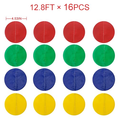 Image of 205Ft Mario Party Decorations Red Green Blue Yellow Big Polka Dot Tissue Paper Backdrop Streamer Circle Dot Hanging Garland for Birthday Carnival Circus Clown Fiesta Colorful Party Supplies