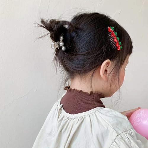 赤いちごヘアコーム 女性用 赤ちゃん 女の子 - 2個 フレンチストロベリー ヘア サイドコーム メタル ツイスト ヘア コーム 装飾 ヘア コーム クリップ ヘアアクセサリー 女の子 8-12 幼児 子供 女性 ギフト