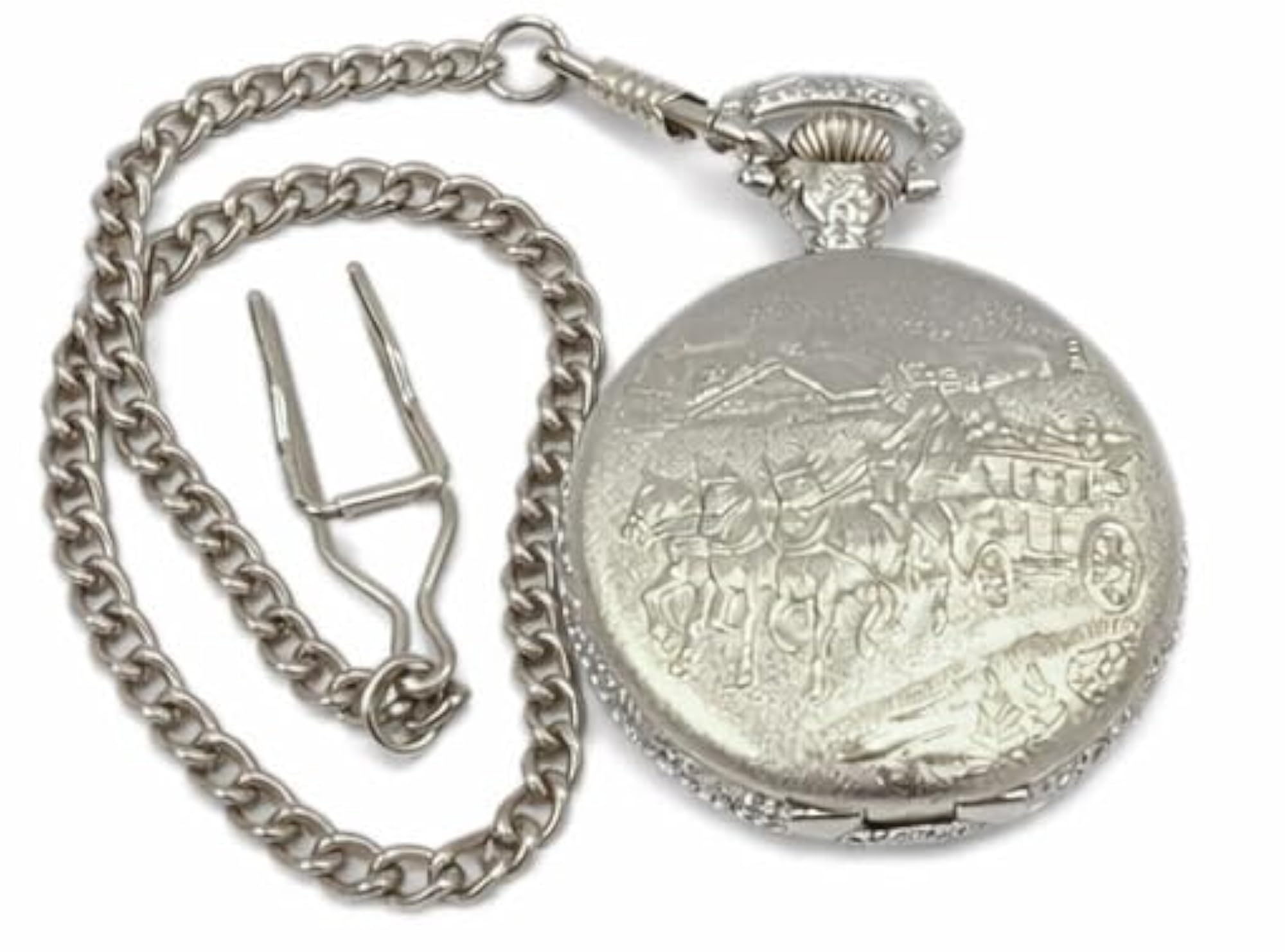 Vintage Style Pocket Watch with Chain, Classic Design