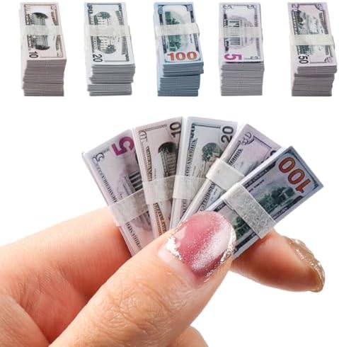 Mini Money Amazon.com: 500 Pcs Miniature Scene Dollars 1:12 Mini Dollar Fake Bills ...