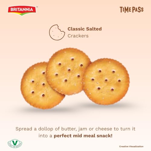 Britannia Time Pass Classic Salted Biscuits | Family Pack- 312 GM(11 oz)- 8 * 39gm | Light & Crispy Snack Perfect Tea-Time Treat - image 2