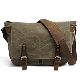 Mens Flap-Over Shoulder Messenger Bag Large Capacity Vintage Canvas Laptop Bag Strong Durable with A