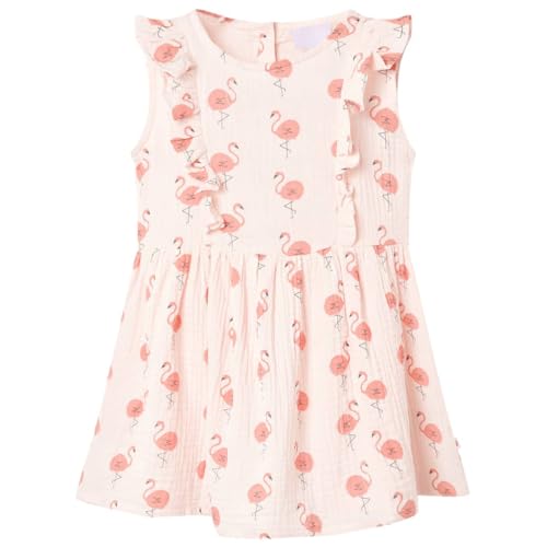 vidaXL Vestido Infantil con Volantes Ropa para Niños con Cuello Redondo Rosa Suave 104