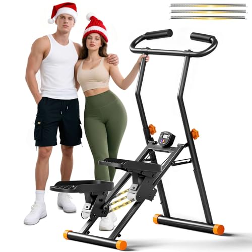 Stair Stepper for Home Gym, 350 lbs Capacity Cardio Machine with Adjustable Height, Non-Slip Pedals, LCD Display, Foldable Design for Full Body Workout for Women Men
